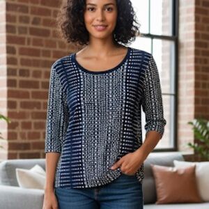 ST. JOHN Dotted 3/4 Sleeves Top (T3)